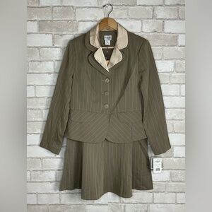 NWT Taupe Pinstripe Blazer & Skirt Set Size 10